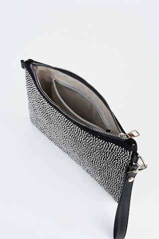 Vivaq Kadın Gümüş Taşlı Süet Bilek Askılı Ve Zincir Askılı Portföy El Ve Clutch Çanta SİYAH