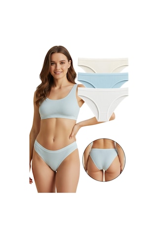 Sensu Kadın 3'lü Modal Fitilli Slip Külot Model-2 Ekru
