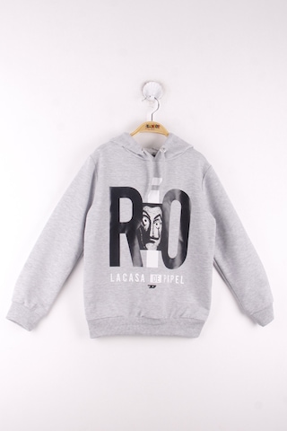 Toontoy Kids Toontoy Erkek Çocuk La Casa Baskılı Sweatshirt Gri Melanj