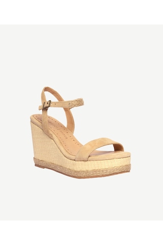 Yargıcı Tek Bantlı Tabanı Hasır Sargılı Deri Espadril 26ykay4020x 063 Bej