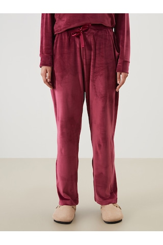 Lcw Dream Bordo Beli Lastikli Kadife Kadın Pijama Altı