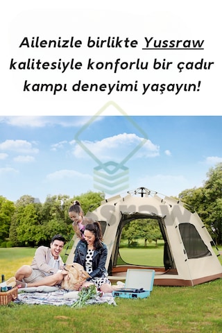 4-8 Kişi 6 Gen Kamp Çadırı Taşınabilir Otomatik Çadır Güneşlik Kamp Hızlı Açık Çadır 280 280 158 Bej