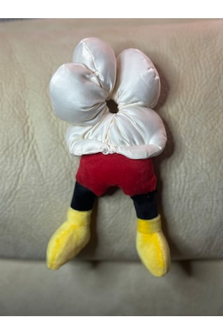 Mickeyy Mouse Figürlü Saten Puantiyeli Scrunchie Simit Toka - Çılgın Topuz Tokası Beyaz