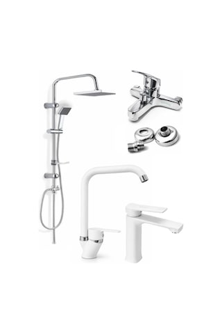 Oscar 4'lü Full Set Banyo Bataryası - Lavabo Bataryası - Mutfak Ve Robot Duş Sistemi Diğer