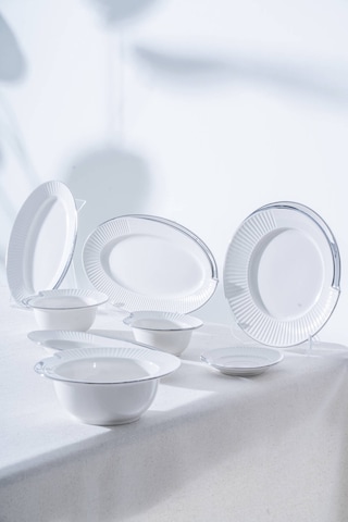 Acar Corine Silver 6 Kişilik 37 Parça Kahvaltı Takımı Beyaz