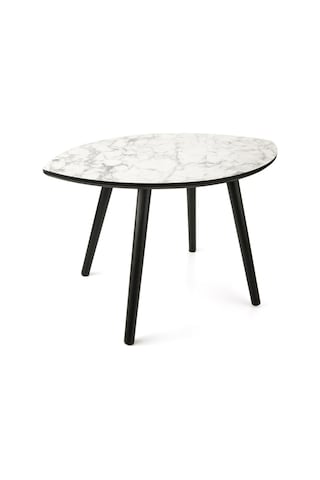 Mermer Desenli Oval Model Sehpa Gri 70x47x42 Cm Atlantik Çam