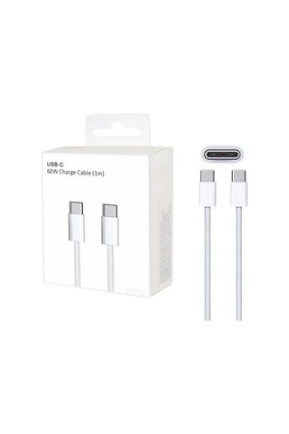 60w Apple İphone Uyumlu 17 / 17 Pro / 17 Air / 17 Pro Max 15 - 16 - Pro - Pro Max Hasır 1 Metre Hızlı Şarj Kablosu Type-c