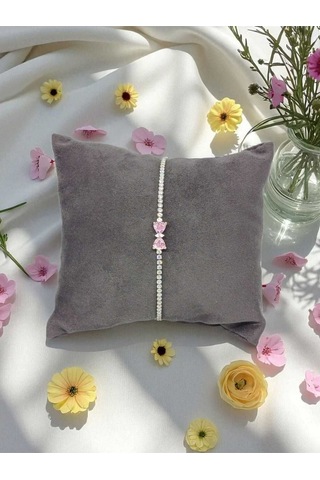 925 Ayar Gümüş Taşlı Fiyonklu Bileklik Sevimli Tasarım Gümüş