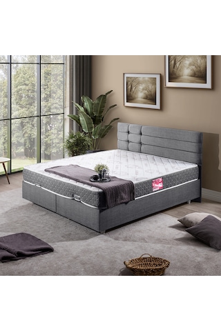 Viyana Çift Kişilik Baza Başlık Letto Yatak Seti - Gri 150 x 200