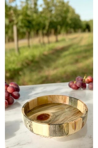 El Yapımı Dişbudaak Ağacı Ahşap Kase & Sunum Tabağı