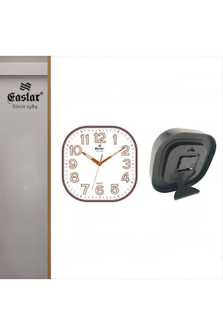 Eastar A3087 Jı Fosforlu Duvar Ve Masa Saati Kahverengi