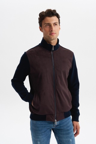 AR-MA Arma Erkek Regular Fit Selanik Kumaş Dik Yaka Fleto Cepli Basic Sweatshirt Kazak K30324698502 Lacivert