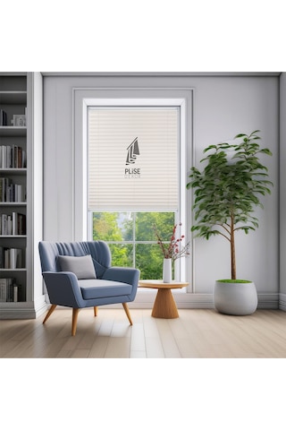 Plise Dekor Beyaz Plise Perde - Cam Balkon Perdesi Vidalı Sistem