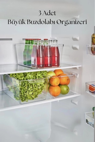 3 Lü Buzdolabı Organizeri & Buzdolabı Düzenleyici 6 Lt Çok Renkli