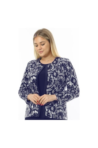 Ladies First Büyük Beden 3808 Lacivert-altın Ceket+bluz Takım 001