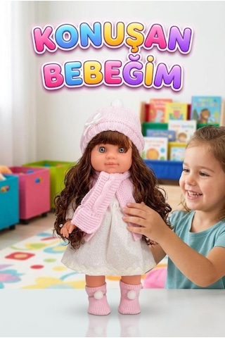 Lucia Girl Konuşan 35 Cm - Etkileşimli Kolları Bacakları Ve Kafası Et Kutulu Atkılı Oyuncak Bebek 42955282