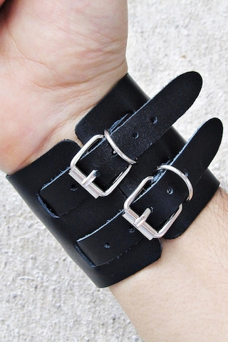 Yeni Çift Tokalı Geniş Yeniçeri Osmanlı Erkek Deri Bileklik B30 Çok Renkli