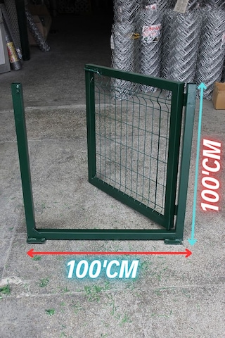 Yeşil Tel Çit Kapı - Panel Çit Tel Kapısı - Kanatlı Kapı - 100 Cm Yükseklik X 100 Cm Eni -