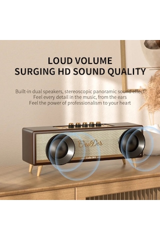 Oneder D8 Wireless Retro Dual Microphone Bluetooth Speaker Kahverengi