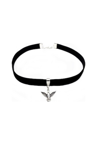 Albatros Kuşu Siyah Kadife Kadın Choker Tasma Kolye Renkli