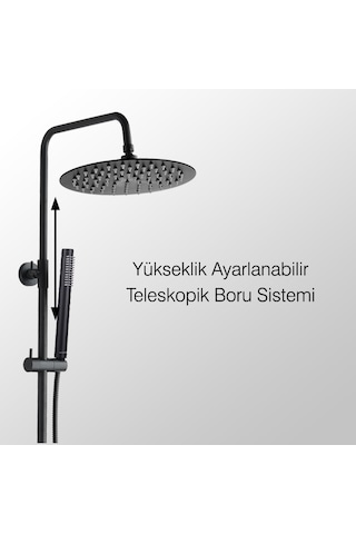 Fause Teleskopik Kolonlu Tepe Duş Seti Pirinç Siyah Kds106-2b Siyah