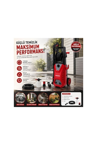Proter Pr 2550 Cw Makaralı Köpüklü Basınçlı Oto Yıkama Makinesi 2100w 160 Bar