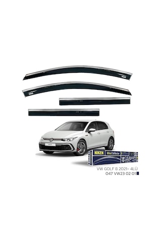 Vw Golf 8 2021 Sonrası - Kromlu Cam Rüzgarlığı 4lü Parça