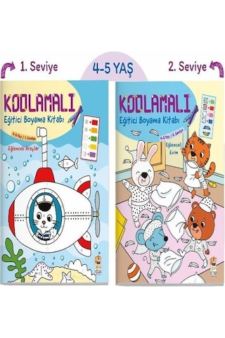 Kodlamalı Eğitici Boyama Seti-4-5 Yaş 1.2.Seviye-2 Kitap Takım- Sincap Kitap