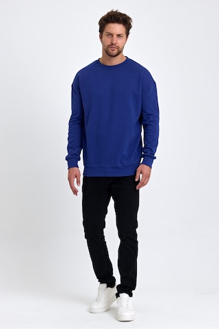 Tarz Cool Erkek Yumuşacık Kumaşlı Regular Fit Yuvarlak Yakalı Sweatshirt Saks Mavi