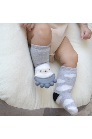 Ilkebebe Babyjem Diş Kaşıyıcılı Havlu Bebek Çorabı 652
