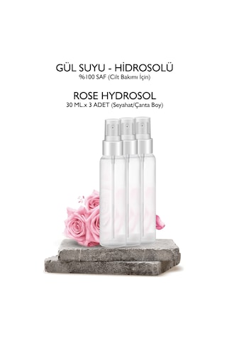 Gül Suyu Hidrosol 3 X 30 Ml. Rose Hydrosol Gül Hidrosolü Seyahat/çanta Boy 3'lü