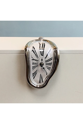 Yaleker Ev Odası Oturma Odası İçin Sessiz Gündüz İşi Saati - Klasik Roma Rakamlı Silikon Malzeme Gümüş Renkli Saat Çok Renki