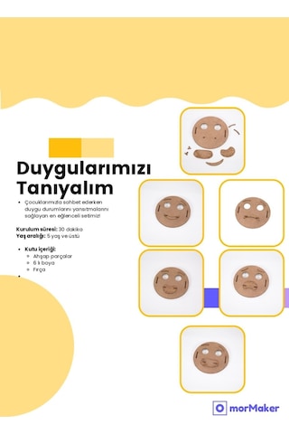 Türk Malı Duygularımızı Tanıyalım Stem Eğitim Seti Çocuklar İçin Boyanabilir Maket
