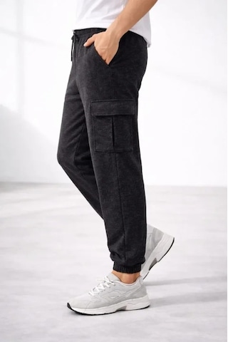 Valensdesign Erkek Jogger Eşofman Altı Regular Fit , Kargo Cepli, Lastikli Paça, Günlük Spor Pantolon - Füme