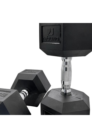 Rebuwo 25 KG 1 Adet Hex Dambıl Kauçuk Altıgen Dambıl Hex Dumbbell