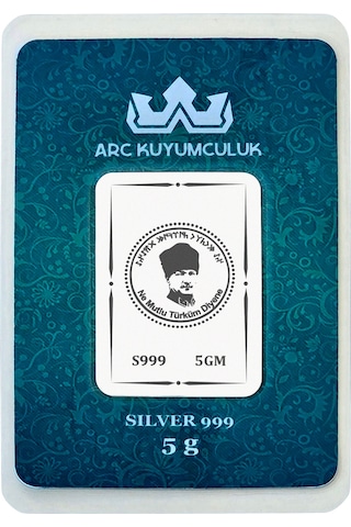 Mustafa Kemal Atatürk Temalı 999 Ayar Gümüş İle Üretilmiş Hediyeye Özel 5 Gram Gümüş Külçesi-787