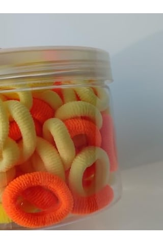 Renkli Saç Lastiği Seti, Turuncu Sarı Beyaz, Spiral Şekilli, Saç Aksesuarı Diğer