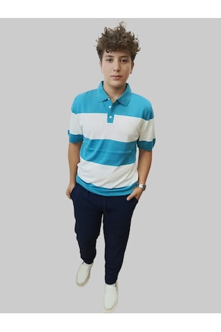 Erkek Beli Lastikli Bağcıklı Çakıl Taşlı Patlı Lacivert Jogger Pantolon Lacivert