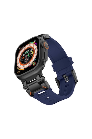 Apple Uyumlu Watch Ultra 1/2 49mm Titanyum Metal Bağlantı Kitli Silikon Kordon 101