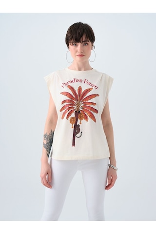 LOFT Regular Fit Kadın Tshirt K.kol Lf2039025 Q1.v1 Ekru