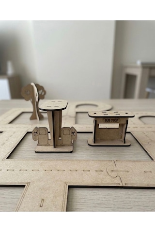Montessori Ahşap Mdf Yol Ve Trafik Puzzle Eğitici Oyuncak