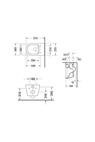 Duravit Me By Starck Kanalsız Asma Klozet Yavaş Kapanır Kapak Dahil Beyaz, 2529390075 Beyaz