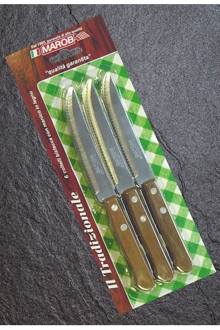 Marob Ahşap Saplı Et Biftek Bıçağı Tırtıklı Steak Bıçak