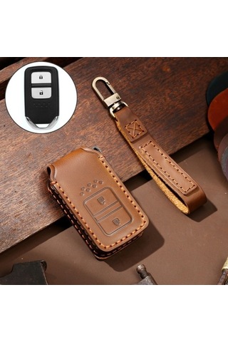 Tongxida Hallmo Honda 2 Düğmeli Deri Kapak Anahtar Kılıfı Kahverengi