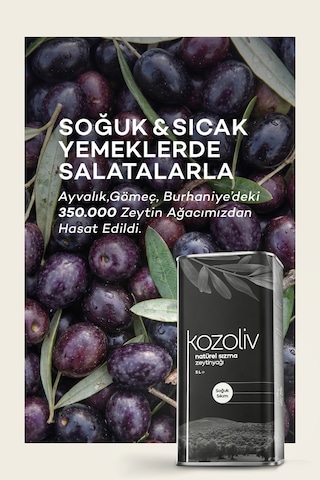 Kozoliv Soğuk Sıkım Naturel Sızma Zeytinyağı Teneke 5 L