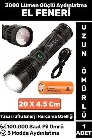 Özel Kamp Avcı Balıkçı Deprem Enerji Tasarrufu 5 Mod 3000 Lümen Güçlü Beyaz Işık Güvenlik El Feneri Çok Renkli