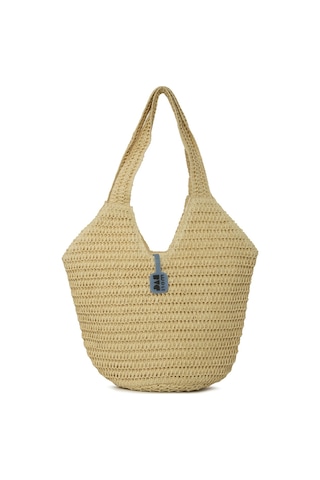 Bagmori Oval Kova Hasır Tote Çanta Krem