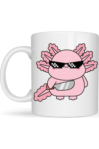Cool Axolotl Tasarımlı Porselen Kupa Model 83 Eğlenceli, Sevimli Ve Enerji Dolu Kahve Kupası Diğer