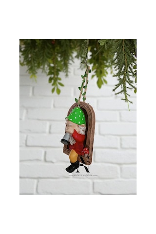 Adet Dekoratif Duvar Ve Bahçe Süsü Dürbünlü Cüce Yeşil Şapka