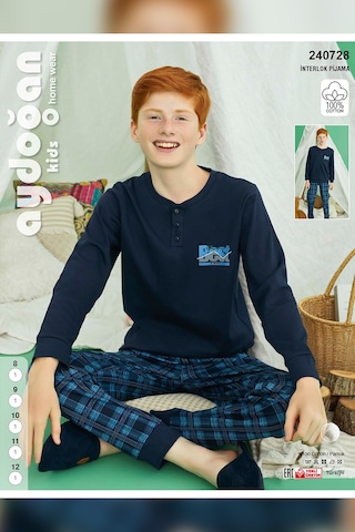 Aydoğan Erkek Garson Bora İnterlok Lacivert Pijama Takım 0728 Lacivert